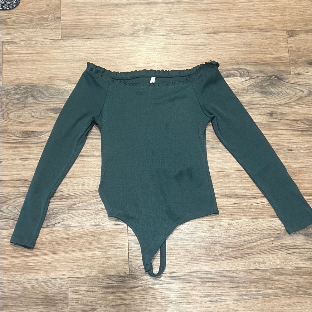 Off-Shoulder Green Bodysuit